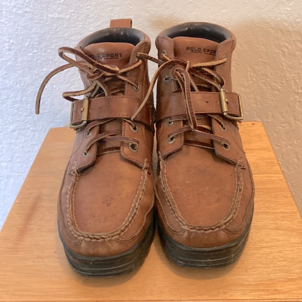 Genuine Brown Leather Ralph Lauren Polo Sport Boots